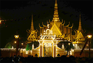 One of Angkor Wat temple in nature with big tree with scaffolding